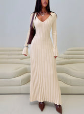 Gratuita Long Sleeve Rib Maxi Dress Cream