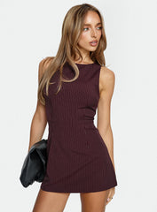 Yumiko Romper Burgundy Pinstripe
