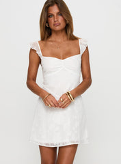 Past And Present Burnout Tie Back Mini Dress White