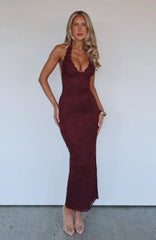 Destiny Lace Maxi Dress Burgundy