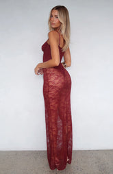 In The Atmosphere Lace Dress Wine