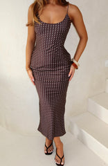 She's For Keeps Maxi Dress Chocolate Polka Dot