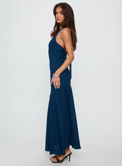 Luannie Halter Scarf Tie Maxi Dress Navy