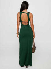 Frederica Plunge Maxi Dress Forest Green