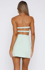 Keep Falling Strapless Mini Dress Mint