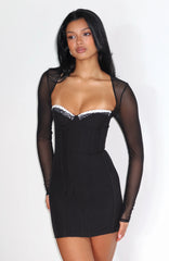 Get Into It Long Sleeve Mini Dress Black