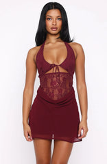 Diamonds Are Forever Mini Dress Burgundy