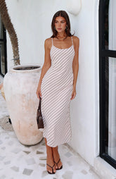 You Love Me Midi Dress Oat/Choc Stripe