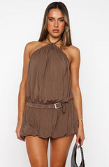Happy Girl Halter Neck Mini Dress Mocha