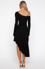 After You've Gone Long Sleeve Midi Dress Black