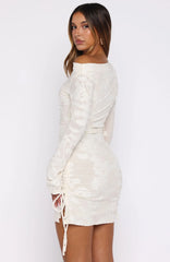 Disturbing The Peace Long Sleeve Mini Dress Cream
