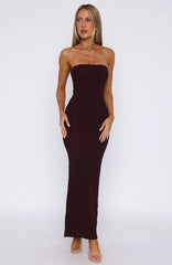 Mad Love Strapless Maxi Dress Burgundy