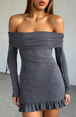 Diva Code Mini Dress Charcoal