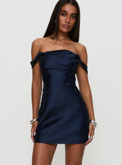 Zabbarra Off The Shoulder Mini Dress Navy