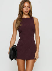 Yumiko Romper Burgundy Pinstripe