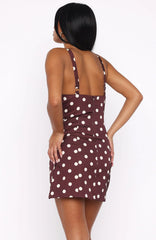 Admire You Mini Dress Choc/Cream Polka Dot