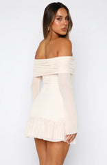 Dreaming Of Yesterday Long Sleeve Mini Dress Cream