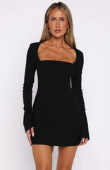 Living For Love Long Sleeve Mini Dress Black