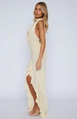 Let It Ride Halter Maxi Dress Lemon
