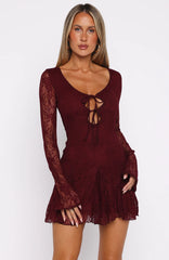 With Every Heart Beat Mini Dress Burgundy