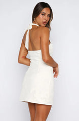 Fight For Love Halter Mini Dress Cream